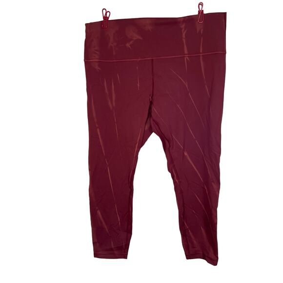 Red Tights Lululemon Wunder Train High Rise  Sun Bleached Wash Red Merlot - Picture 1 of 5